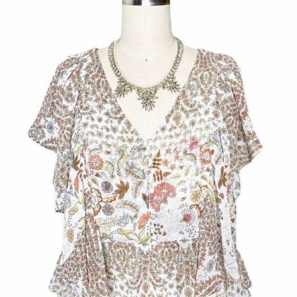 Matilda Jane Rustic Floral Fly By Boho Chiffon Blouse XS - Picture 4 of 9